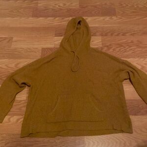 Aerie hoodie sweater, waffle- size larger-dark mustard yellow color